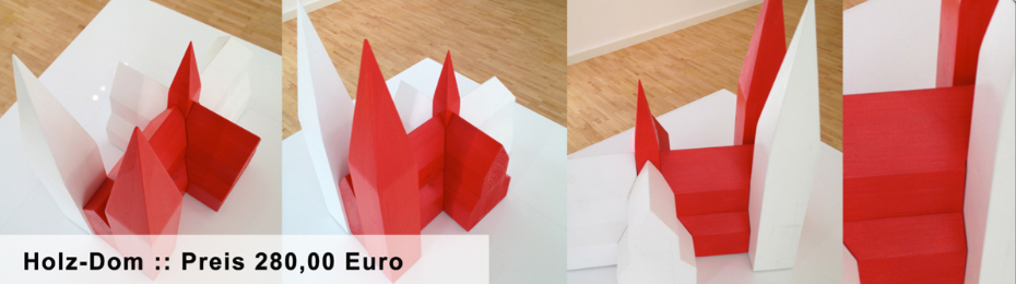 Holz-Dom in der Farbe rot/weiss in dem Format 35cm lang x 35cm hoch x 21cm breit