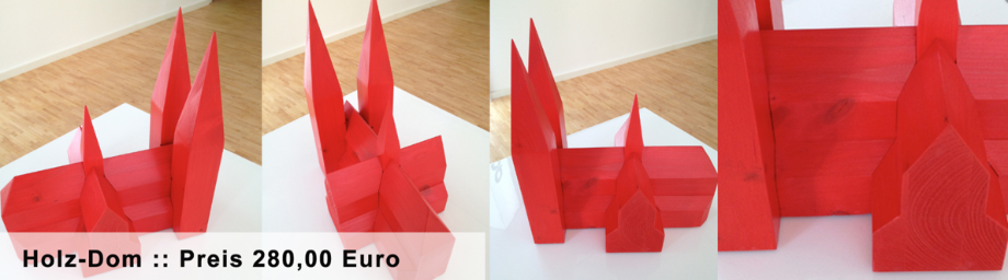 Holz-Dom in der Farbe rot in dem Format 35cm lang x 35cm hoch x 21cm breit