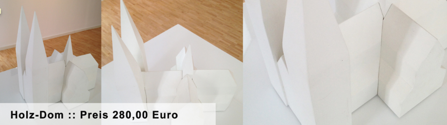 Holz-Dom in der Farbe weiss in dem Format 35cm lang x 35cm hoch x 21cm breit